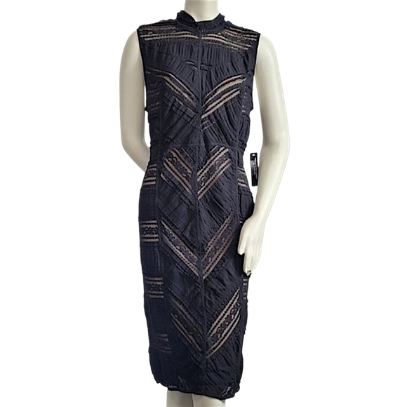 VENUS Sleeveless Black Fishtail Lace Dress Size 16 - Picture 5 of 14